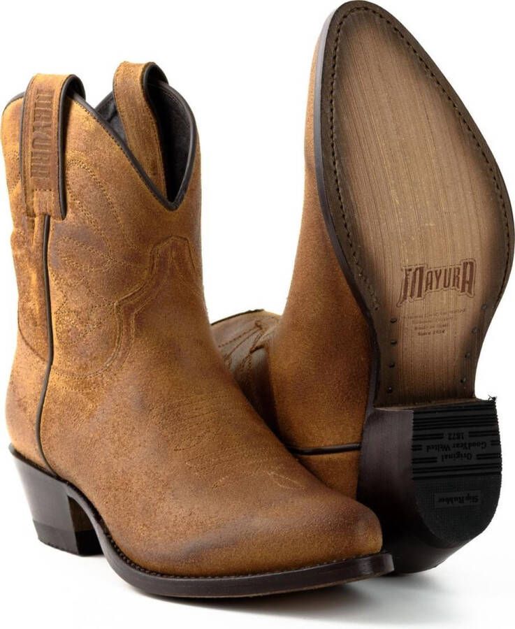 Mayura Boots 2374 Whisky Dames Cowboy fashion Enkellaars Spitse Neus Western Hak Echt Leer - Foto 5