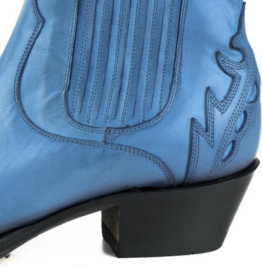 Mayura Boots 2487 Blauw Dames Cowboy Western Fashion Enklelaars Spitse Neus Schuine Hak Elastiek Sluiting Echt Leer - Foto 6