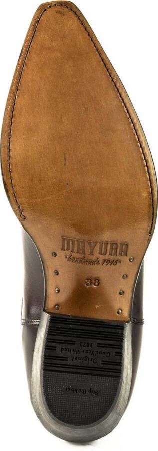 Mayura Boots 2496 Bordeaux Spitse Western Enkellaars Dames Schuine Hak Elastiek Sluiting Glad Leer