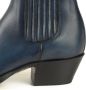 Mayura Boots 2496 Marine Blauw Spitse Western Enkellaars Dames Schuine Hak Elastiek Sluiting Glad Leer - Thumbnail 3