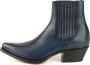 Mayura Boots 2496 Marine Blauw Spitse Western Enkellaars Dames Schuine Hak Elastiek Sluiting Glad Leer - Thumbnail 7