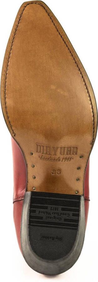 Mayura Boots 2496 Rood Spitse Western Enkellaars Dames Schuine Hak Elastiek Sluiting Glad Leer - Foto 4