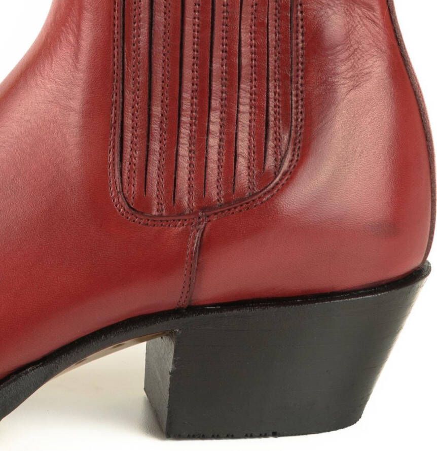 Mayura Boots 2496 Rood Spitse Western Enkellaars Dames Schuine Hak Elastiek Sluiting Glad Leer - Foto 7