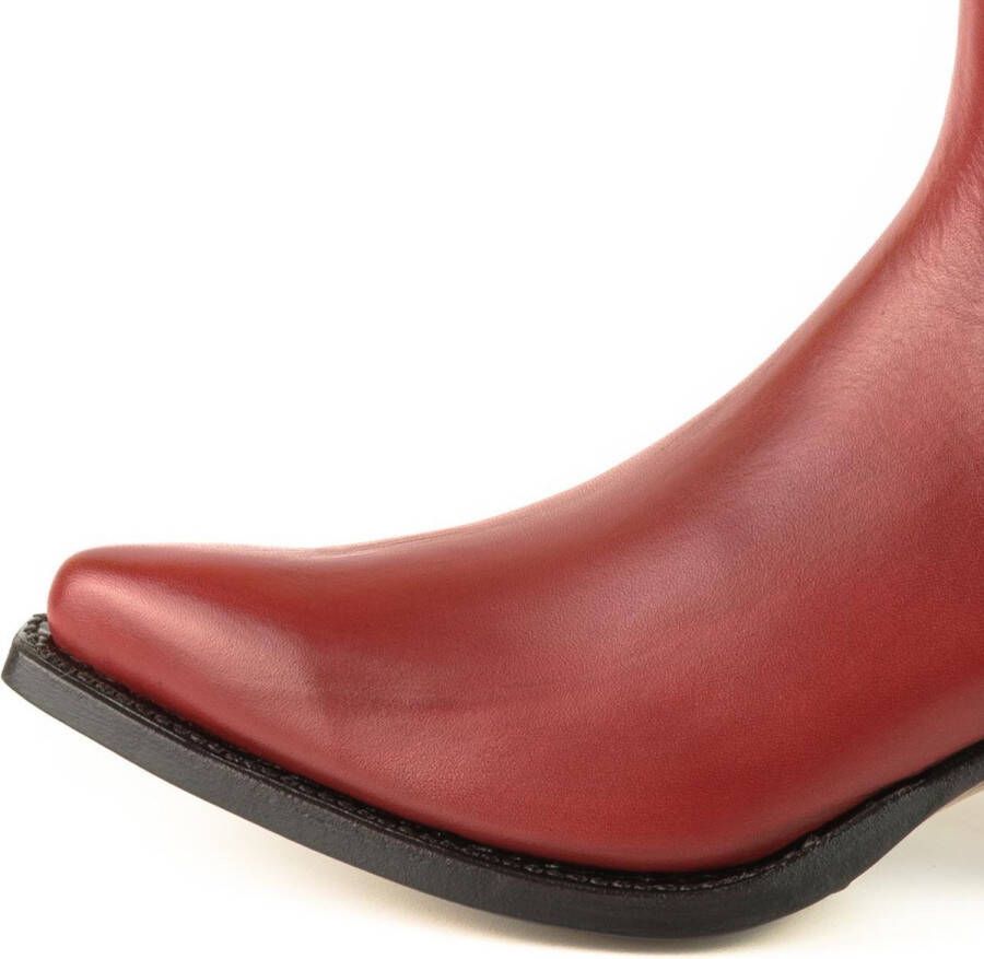 Mayura Boots 2496 Rood Spitse Western Enkellaars Dames Schuine Hak Elastiek Sluiting Glad Leer - Foto 10
