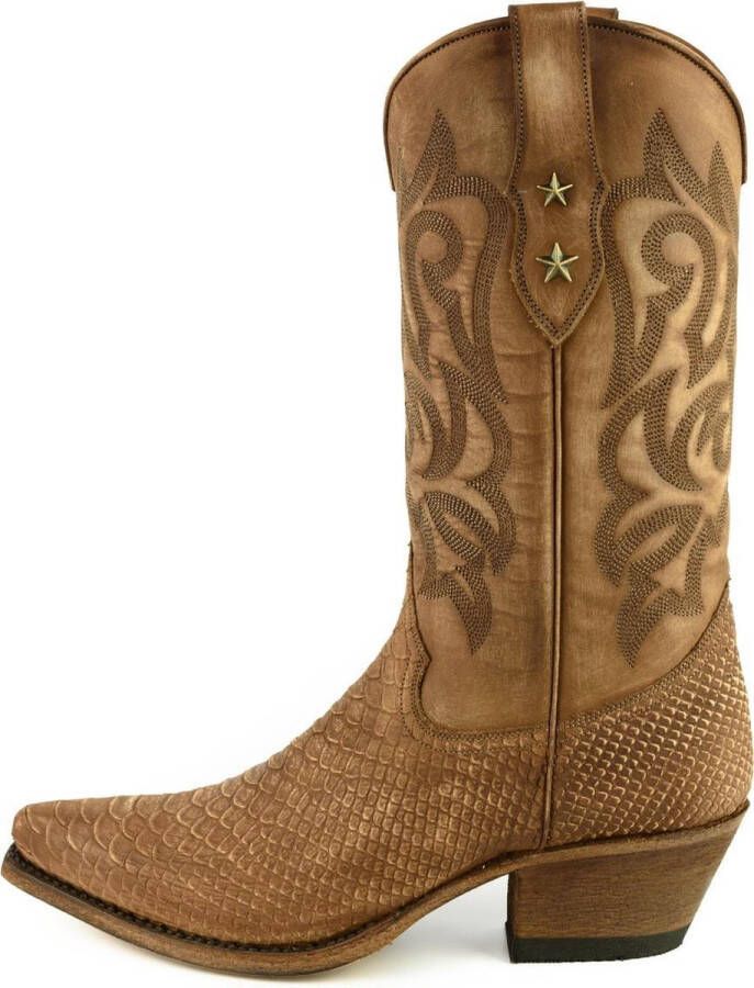 Mayura Boots Alabama 2524 Cognac Lavado Dames Westernlaars Spitse Neus Hak Hoge Schacht Echt Leer