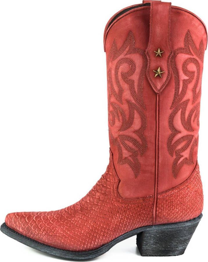 Mayura Boots Alabama 2524 Rood Lavado Dames Westernlaars Spitse Neus Hak Hoge Schacht Echt Leer