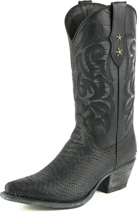 Mayura Boots Alabama 2524 Zwart Lavado Dames Westernlaars Spitse Neus Hak Hoge Schacht Echt Leer