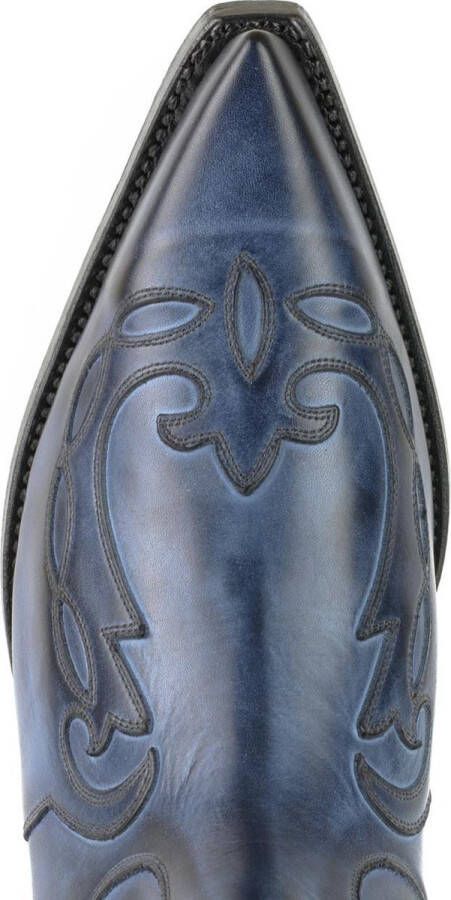 Mayura Boots Austin 1931 Blauw Spitse Western Heren Enkellaars Schuine Hak Elastiek Sluiting Vintage Look