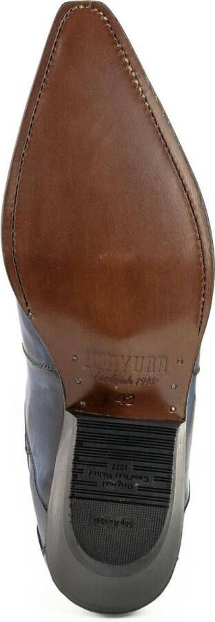 Mayura Boots Austin 1931 Blauw Spitse Western Heren Enkellaars Schuine Hak Elastiek Sluiting Vintage Look