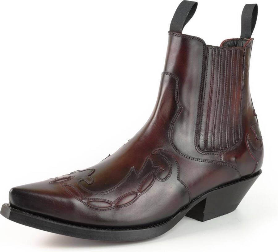 Mayura Boots Austin 1931 Bordeaux Spitse Western Heren Enkellaars Schuine Hak Elastiek Sluiting Vintage Look