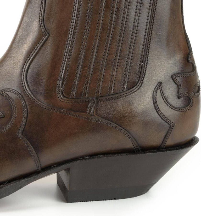 Mayura Boots Austin 1931 Bruin Spitse Western Heren Enkellaars Schuine Hak Elastiek Sluiting Vintage Look - Foto 7