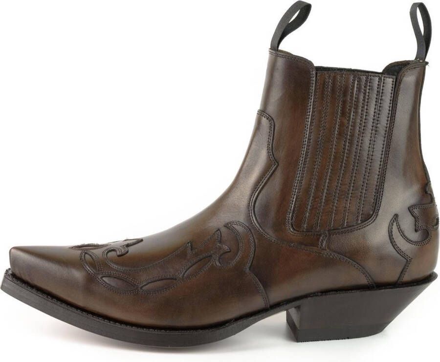 Mayura Boots Austin 1931 Bruin Spitse Western Heren Enkellaars Schuine Hak Elastiek Sluiting Vintage Look - Foto 9