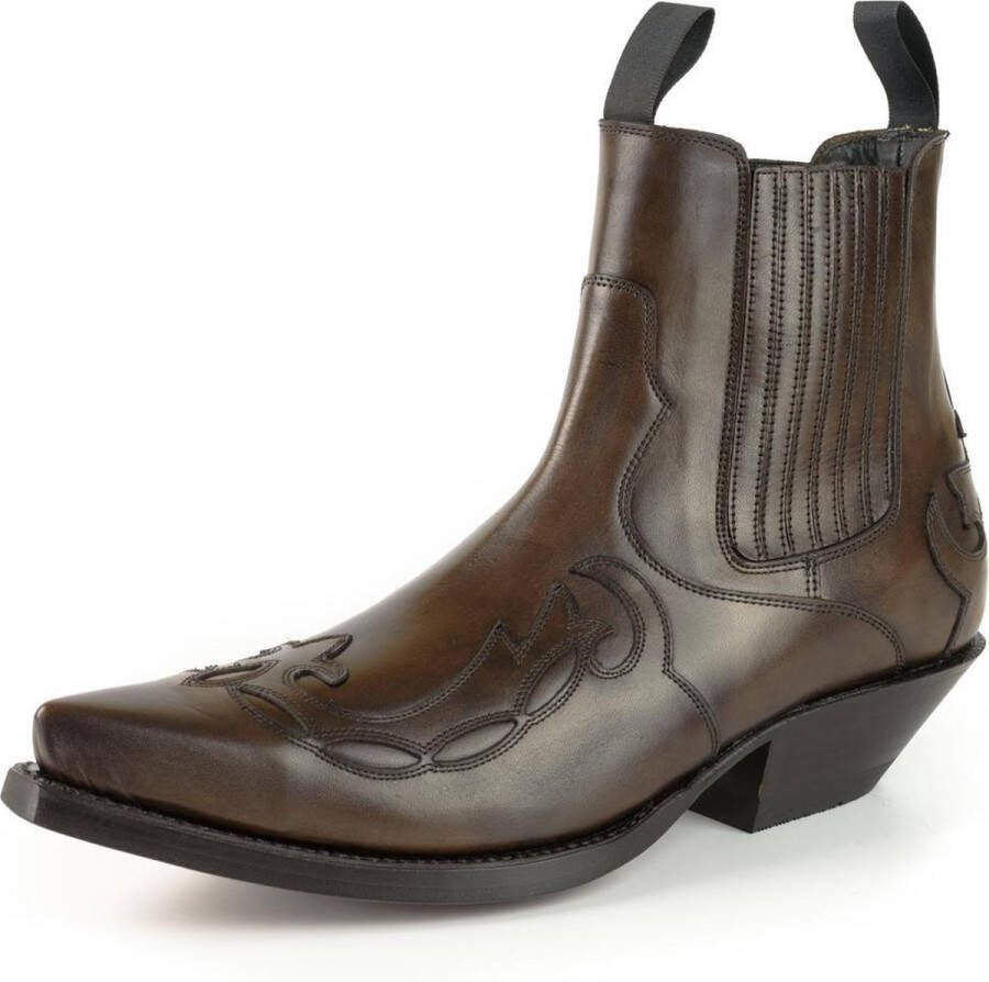 Mayura Boots Austin 1931 Bruin Spitse Western Heren Enkellaars Schuine Hak Elastiek Sluiting Vintage Look - Foto 10