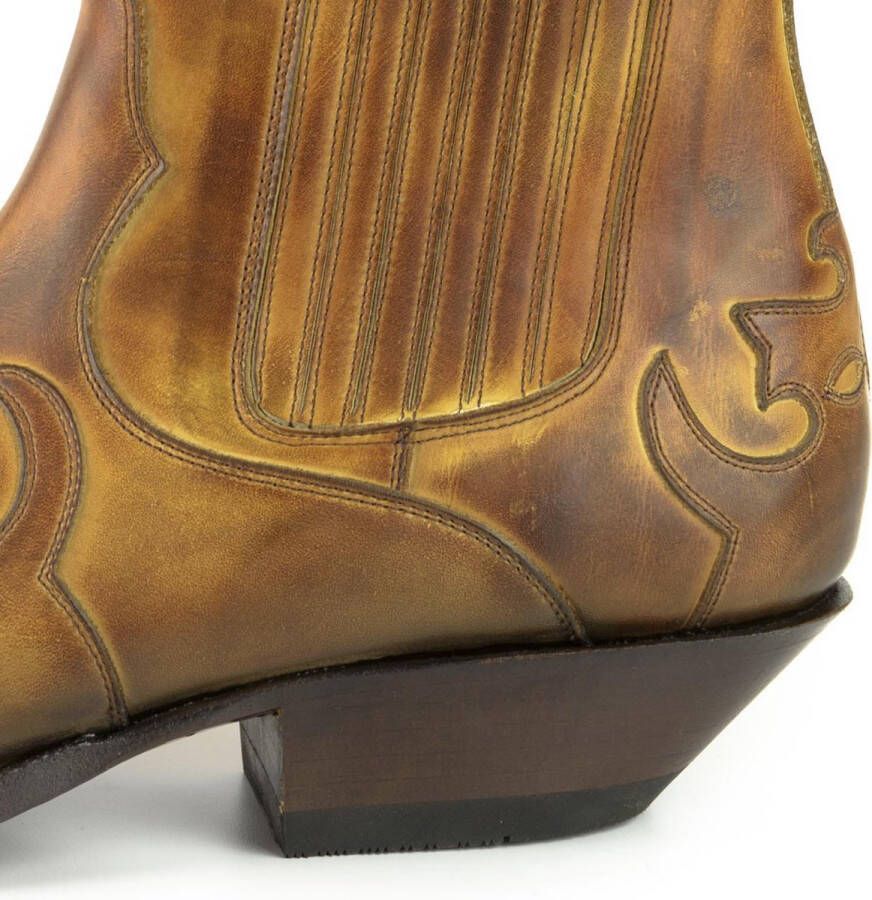 Mayura Boots Austin 1931 Cogna Spitse Western Heren Enkellaars Schuine Hak Elastiek Sluiting Vintage Look