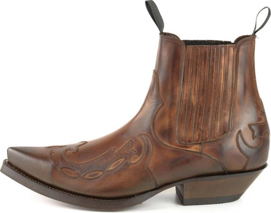 Mayura Boots Austin 1931 Kastanje Bruin Spitse Western Heren Enkellaars Schuine Hak Elastiek Sluiting Vintage Look