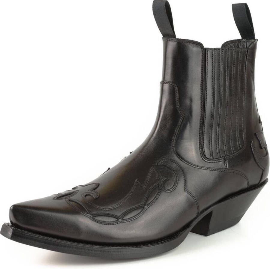 Mayura Boots Austin 1931 Zwart Spitse Western Heren Dames Enkellaars Schuine Hak Elastiek Sluiting Vintage Look