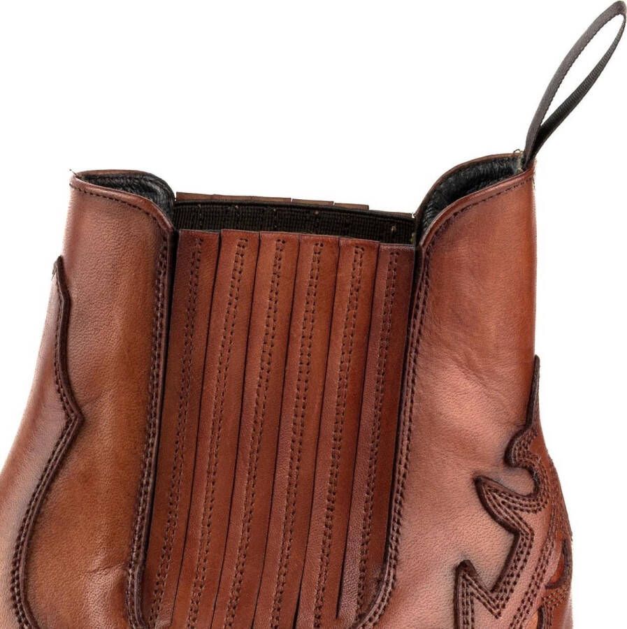 Mayura Boots Marilyn 2487 Cognac Dames Cowboy Western Fashion Enklelaars Spitse Neus Schuine Hak Elastiek Sluiting Echt Leer - Foto 3