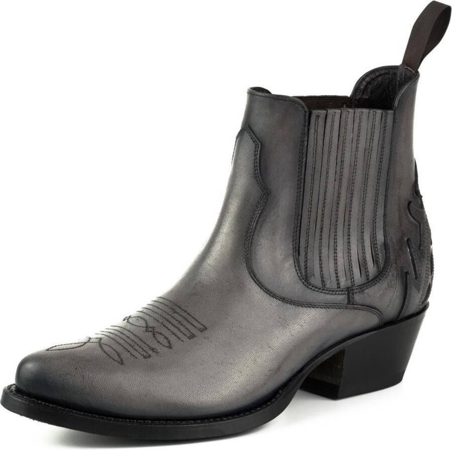 Mayura Boots Marilyn 2487 Grijs Dames Cowboy Western Fashion Enklelaars Spitse Neus Schuine Hak Elastiek Sluiting Echt Leer - Foto 4