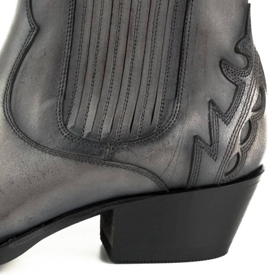 Mayura Boots Marilyn 2487 Grijs Dames Cowboy Western Fashion Enklelaars Spitse Neus Schuine Hak Elastiek Sluiting Echt Leer - Foto 5