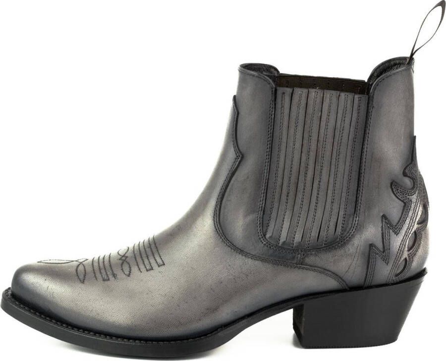 Mayura Boots Marilyn 2487 Grijs Dames Cowboy Western Fashion Enklelaars Spitse Neus Schuine Hak Elastiek Sluiting Echt Leer - Foto 8