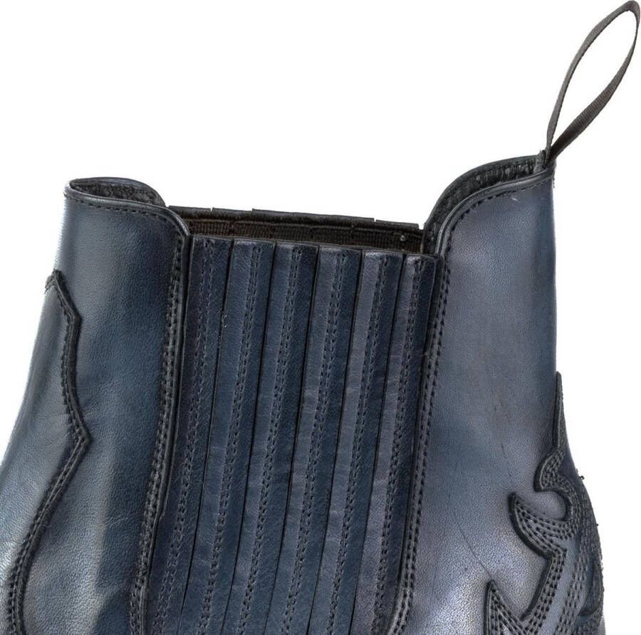 Mayura Boots Marilyn 2487 Marine Blauw Dames Cowboy Western Fashion Enklelaars Spitse Neus Schuine Hak Elastiek Sluiting Echt Leer - Foto 5
