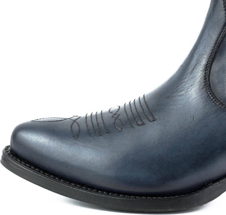 Mayura Boots Marilyn 2487 Marine Blauw Dames Cowboy Western Fashion Enklelaars Spitse Neus Schuine Hak Elastiek Sluiting Echt Leer - Foto 9