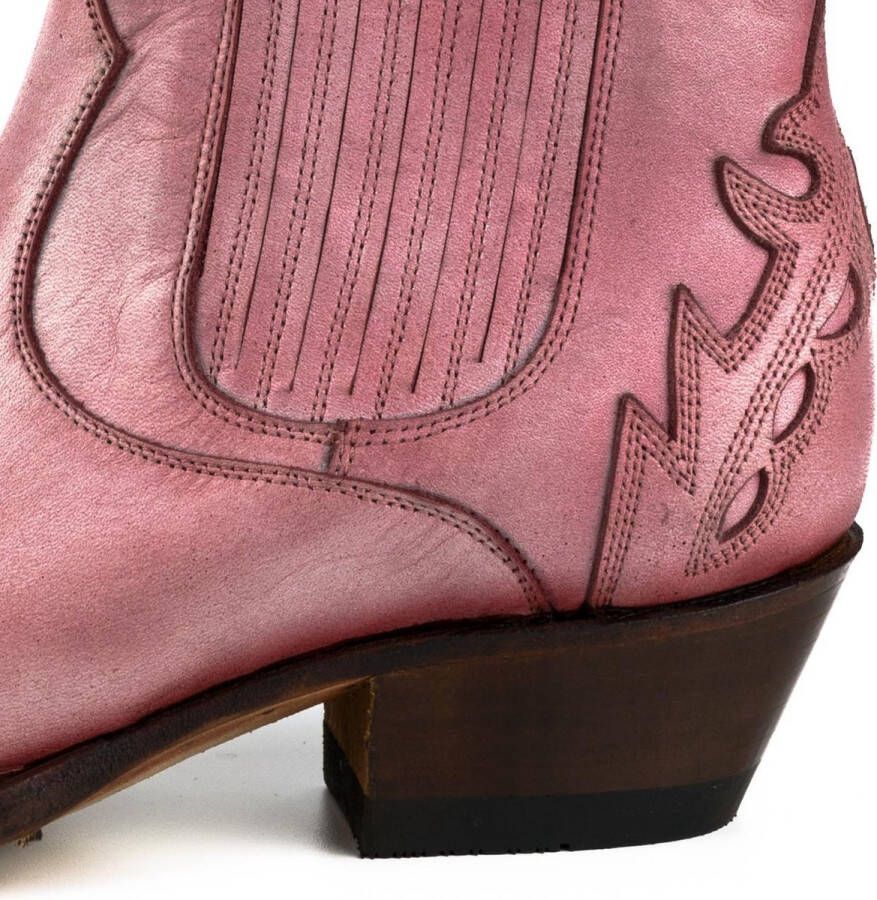 Mayura Boots Marilyn 2487 Roze Dames Cowboy Western Fashion Enklelaars Spitse Neus Schuine Hak Elastiek Sluiting Echt Leer - Foto 6