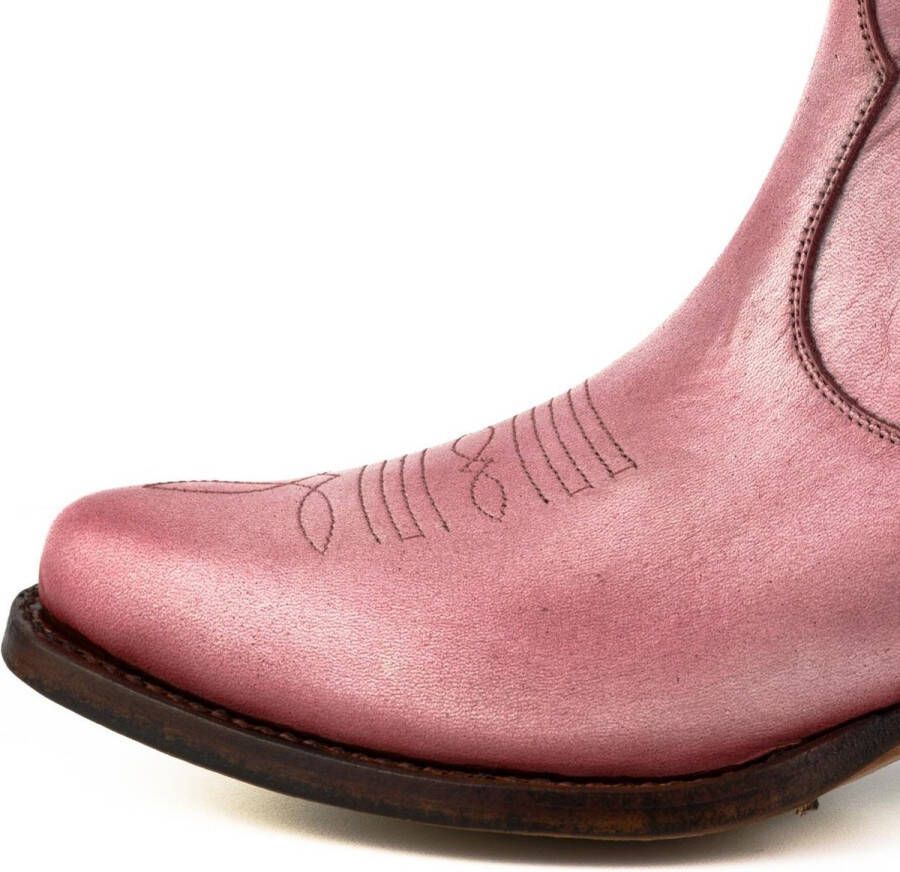 Mayura Boots Marilyn 2487 Roze Dames Cowboy Western Fashion Enklelaars Spitse Neus Schuine Hak Elastiek Sluiting Echt Leer - Foto 7