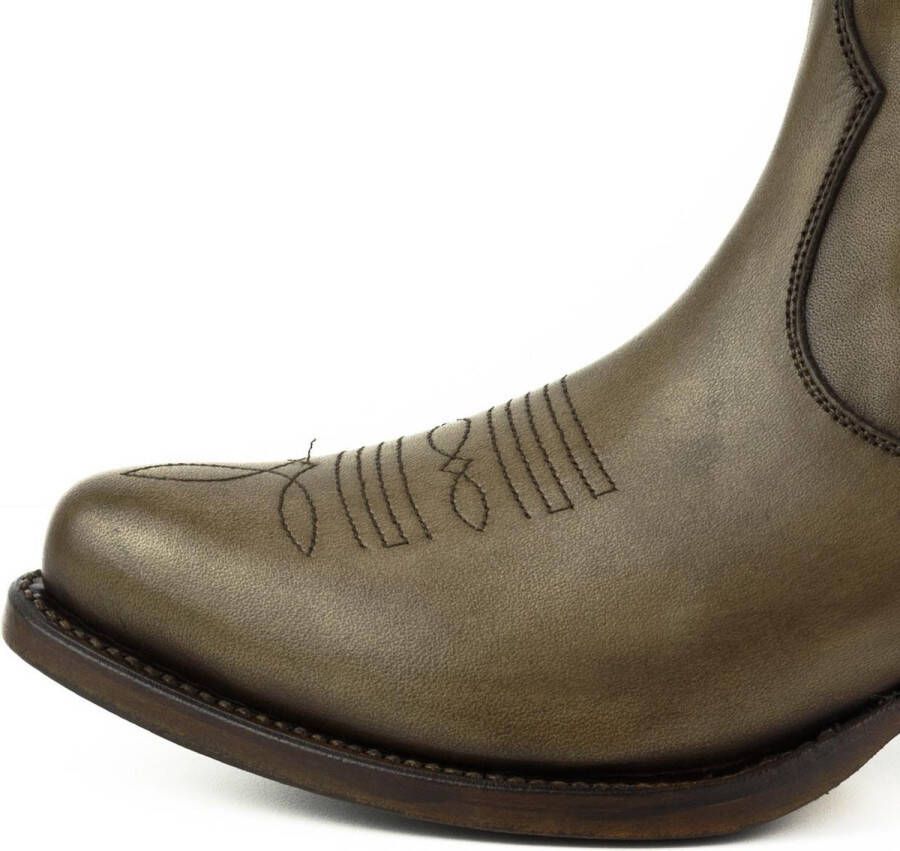 Mayura Boots Marilyn 2487 Taupe Dames Cowboy Western Fashion Enklelaars Spitse Neus Schuine Hak Elastiek Sluiting Echt Leer