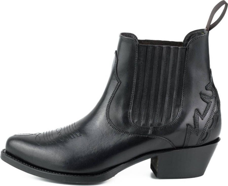 Mayura Boots Marilyn 2487 Zwart Dames Cowboy Western Fashion Enklelaars Spitse Neus Schuine Hak Elastiek Sluiting Echt Leer - Foto 8
