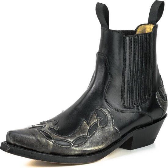 Mayura Boots Thor 1931 Zwart Spitse Western Heren Enkellaars Schuine Hak Elastiek Sluiting Vintage Look