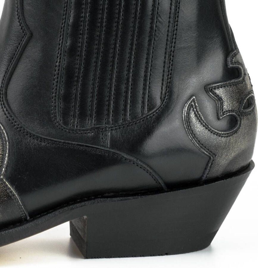 Mayura Boots Thor 1931 Zwart Spitse Western Heren Enkellaars Schuine Hak Elastiek Sluiting Vintage Look