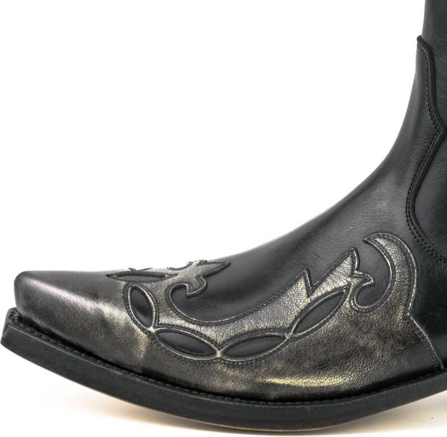 Mayura Boots Thor 1931 Zwart Spitse Western Heren Enkellaars Schuine Hak Elastiek Sluiting Vintage Look
