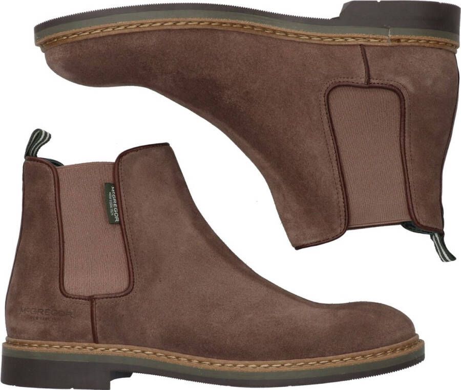 McGregor Heren Boots Bruin Chelsea Boots Suède Elastiek