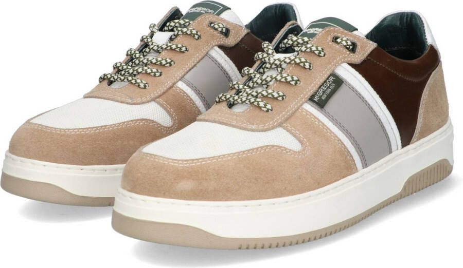 McGregor Heren Sneakers Beige Lage Sneakers Leer Veters