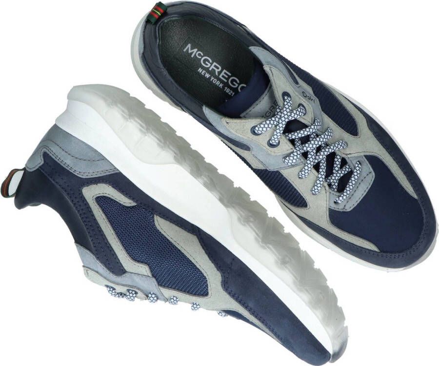 McGregor Heren Sneakers Blauw Grijs Lage Sneakers Leer Veters