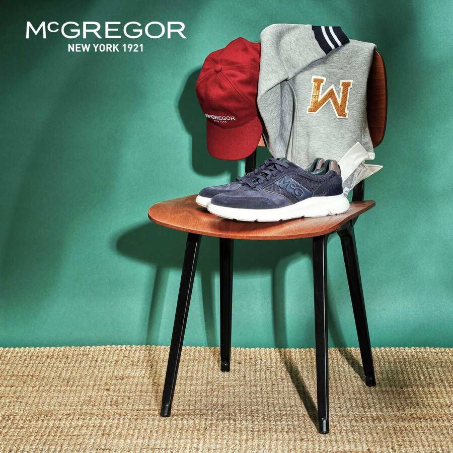 McGregor Heren Sneakers Blauw Lage Sneakers Leer Veters