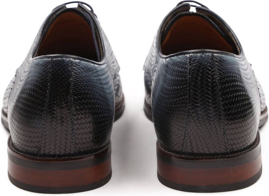 Melik Schoen Derby Monoti Print Blauw Leer 100 Heren