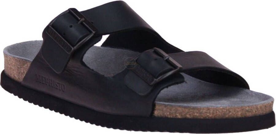 Mephisto NERIO zwart lederen heren slippers
