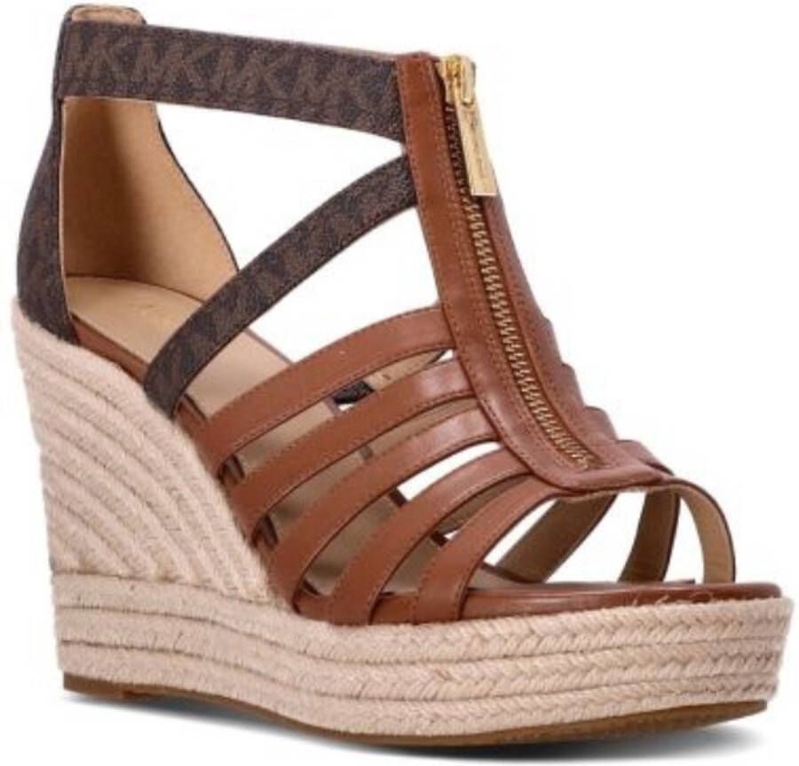 Michael Kors Bradley Wedge Dames Sandalen met Hak Brown Luggage