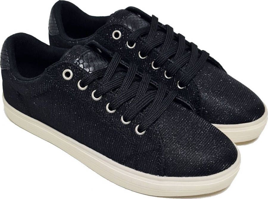 Miss iva ZWARTE DAMES SNEAKERS MET GLITTERS EN SLANGENPRINT