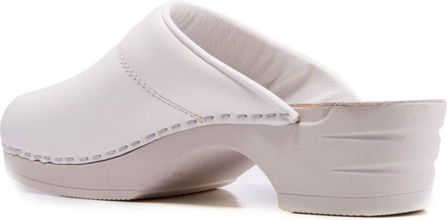 Moofs Dames Klompen Natural Wit Flexibele PU Zool Geluidloos