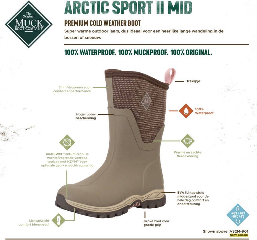 Muck Boots Muck Boot Arctic Sport II Mid Outdoorlaarzen Dames Taupe Chocolate - Foto 10