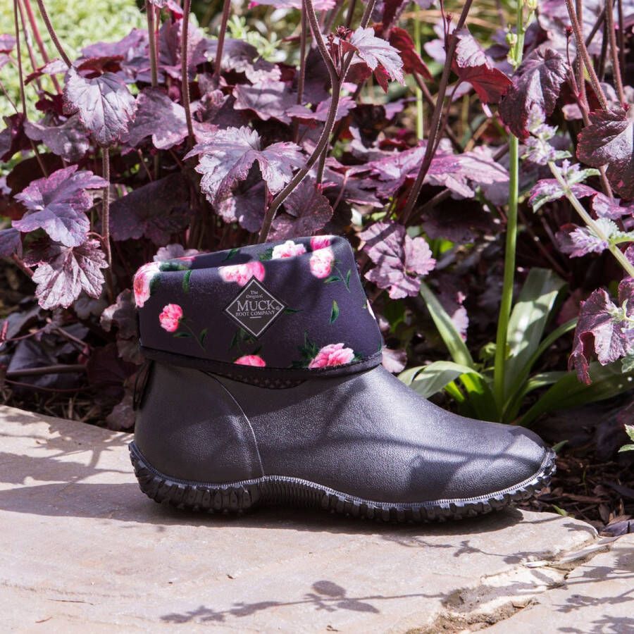 Muck Boot Muckster II Mid Tuinlaars Zwart Rose print Dames