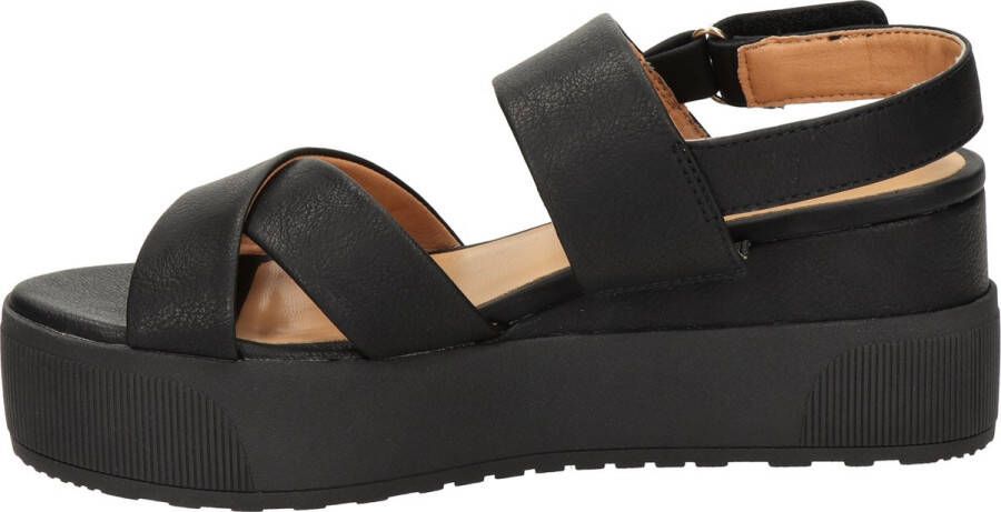 Mustang Sandalen Plat Sandalen Plat zwart