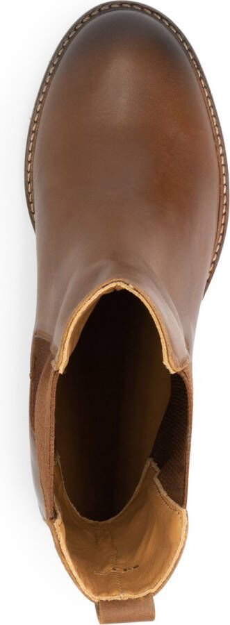 Mysa Ambrozia Dames Leren Enkellaarzen Nette Chelsea boots Cognac Bruin Leer