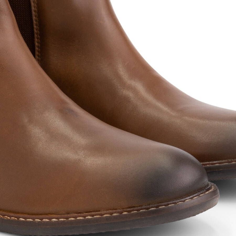 Mysa Ambrozia Dames Leren Enkellaarzen Nette Chelsea boots Cognac Bruin Leer