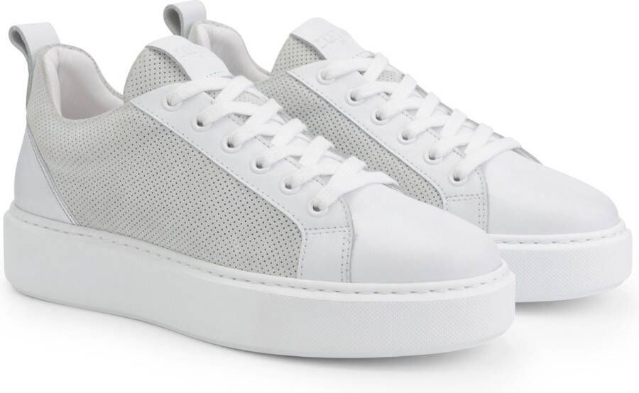 Mysa Fuschia Leren Damessneakers Veterschoenen vrouwen Wit Leer