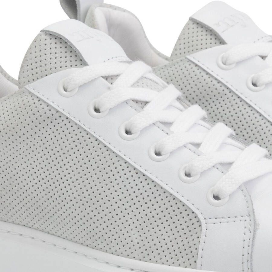 Mysa Fuschia Leren Damessneakers Veterschoenen vrouwen Wit Leer