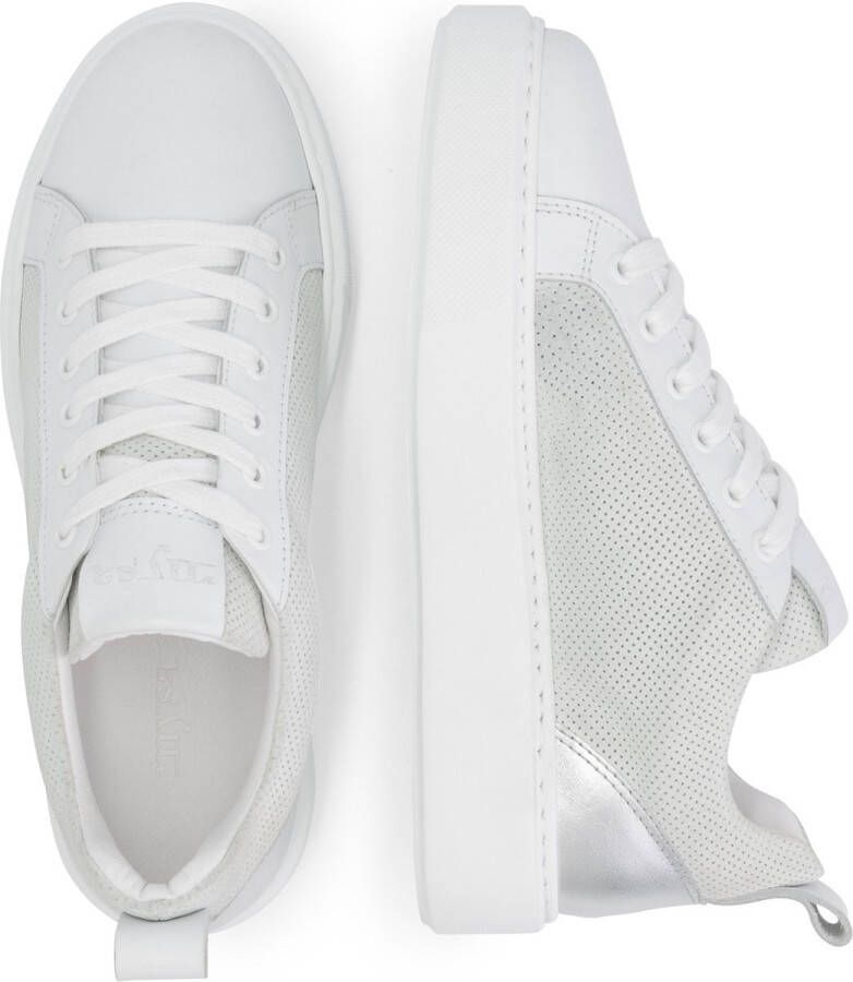 Mysa Fuschia Leren Damessneakers Veterschoenen vrouwen Wit Leer